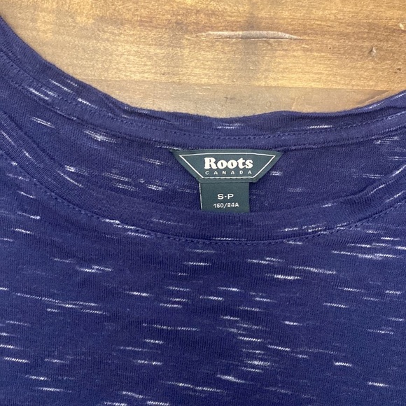 Roots Canada navy heathered short sleeve blouse‎ size S - Picture 3 of 4